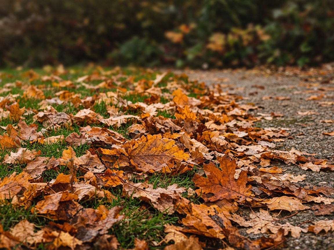 Autumn leaves on the lawn