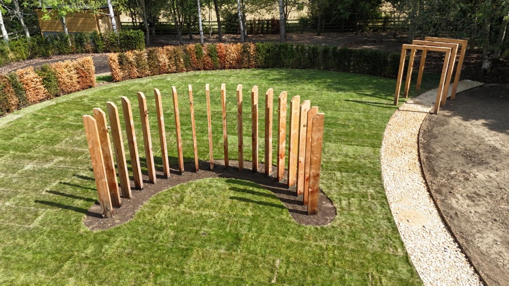 Aerial view of luxury pool garden in Swithland, Leicestershire
